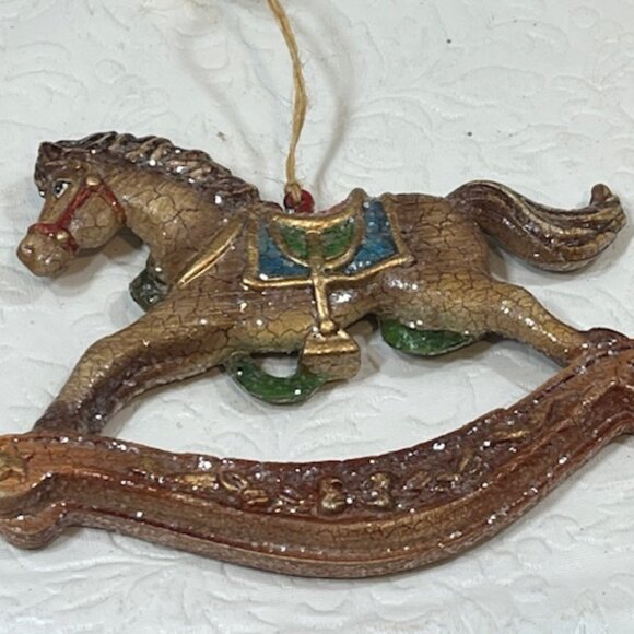 Glitter Rocking Horse Hanging Christmas Tree Ornament 5"x3" - Picture 9 of 11